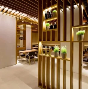 Ide Desain Penyekat Ruangan Minimalis rak kayu