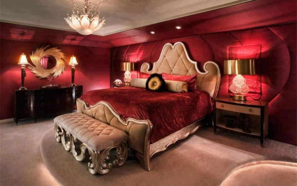 red velvet master bedroom