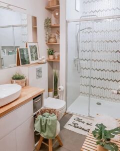 Desain Kamar Mandi Minimalis Estetis dengan Warna Coklat