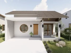 Fasad Rumah dengan Unsur Japandi Kekinian