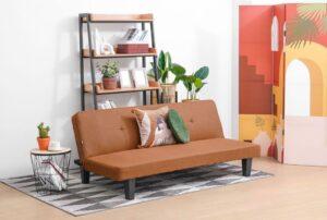 dekorasi sofa cokelat alami