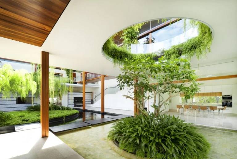 Desain Rumah dengan Taman Indoor