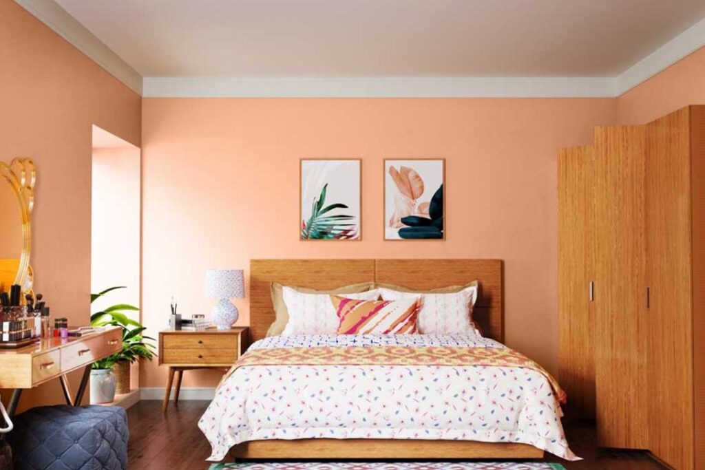 Warna cat kamar Peach Delima