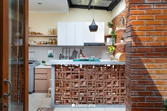 Kitchen Set Industrial dengan material alami