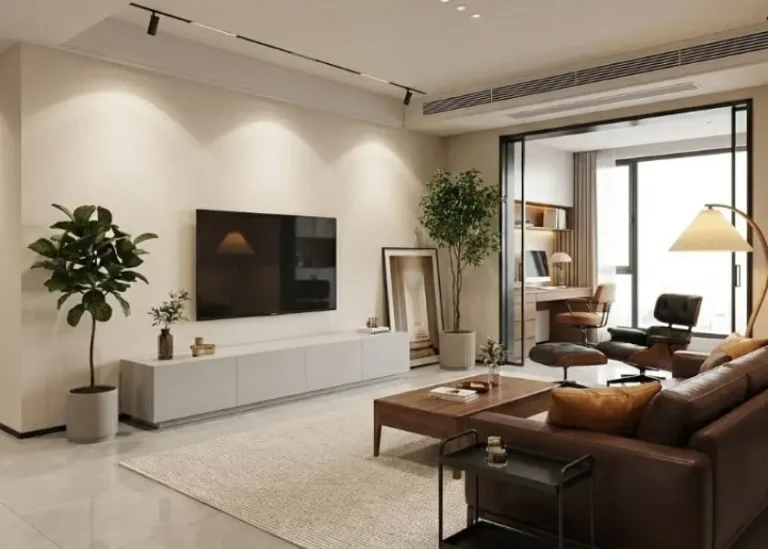 Desain Ruang TV Minimalis dengan Lighting Mewah